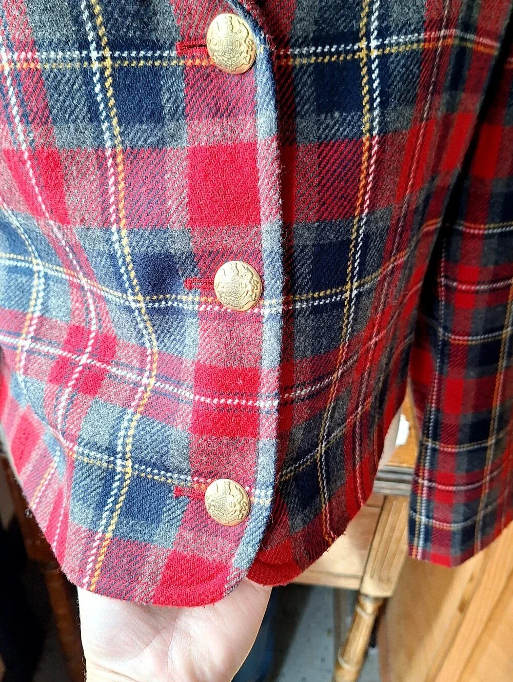 LRGR Vintage 90s Tartan Plaid Cropped Blazer, Size 6